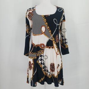 womans Eva Varro Chain Link Houndstooth Print Tunic Dress size large